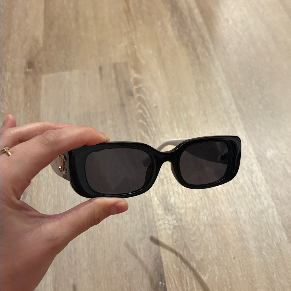 CHANEL Black and White Rectangular Logo Sunglasses authentic - Picture 6 of 6